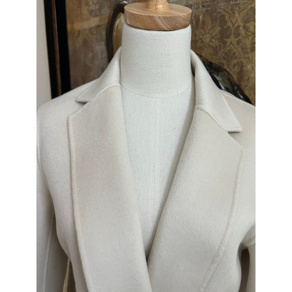 New Women's Quince Ivory 100% Cashmere Double-Faced Wrap Coat M - Picture 3 of 7